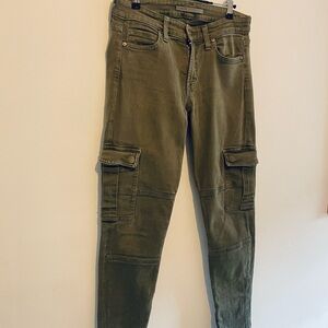 VINCE Dark Green Structured Cargo Pants 28